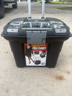 Cascading Rolling File Cart with Telescoping Handle
