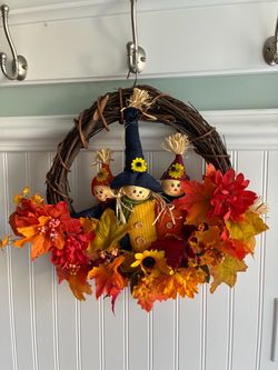 Handmade Fall Scarecrow Wreath