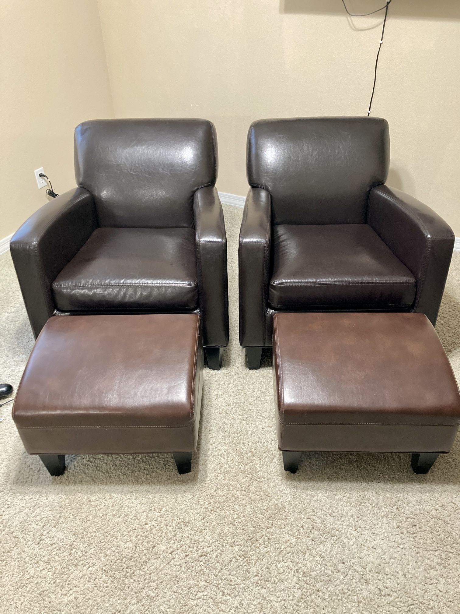 IKEA Synthetic Leather Chairs + Foot Rest