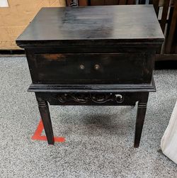 Black Wood End Table with Drawer