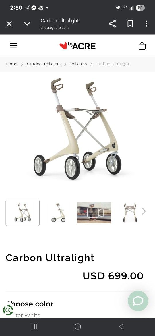 ByAcre Ultralight Rollator-Regular & white