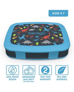 Bentgo Kids Prints Leak-Proof, 5-Compartment Bento-Style Kids Lunch Box -  BPA-Free, Dishwasher Safe, Food-Safe Materials (Dino Fossils) 