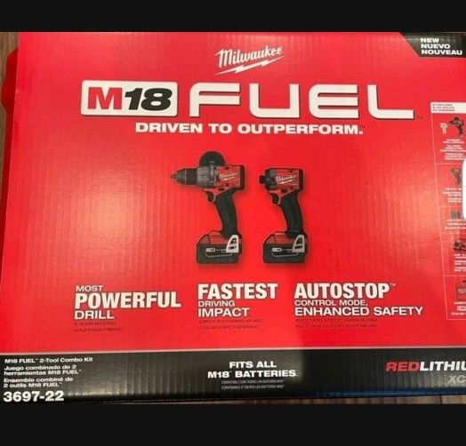 Milwaukee M18 FUEL 18V Brushless Cordless Hammer Drill and Impact Driver Combo Kit (2-Tool) with 2 Batteries