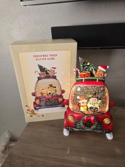 Brand New Red Christmas Truck Lighted Glitter Globe