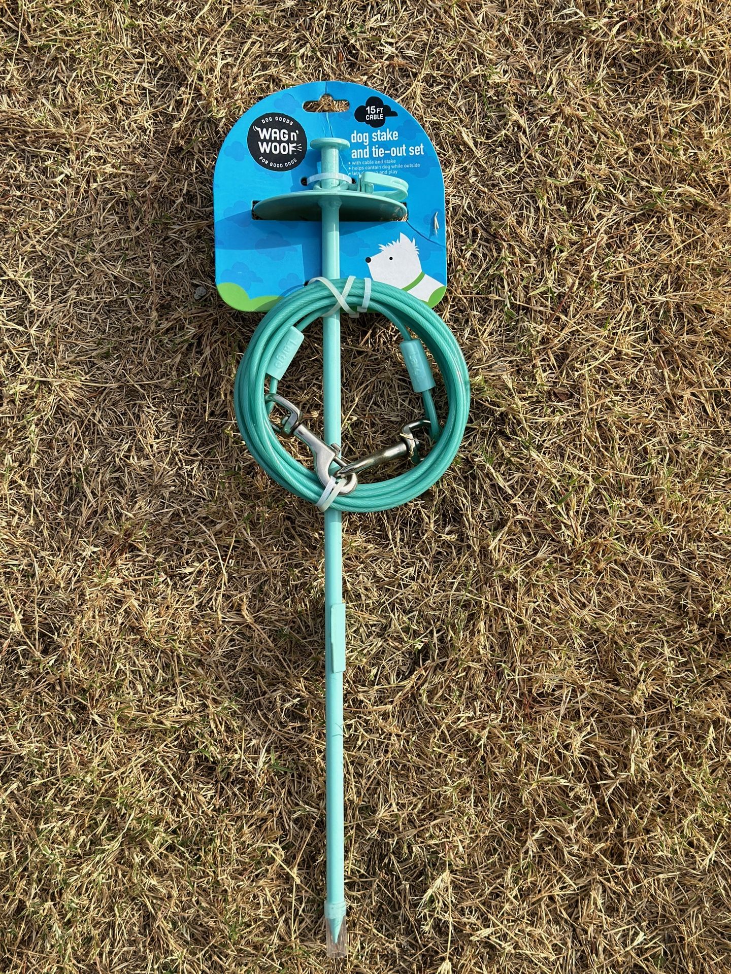 Dog Stake and tie-out set  15ft Cable NEW