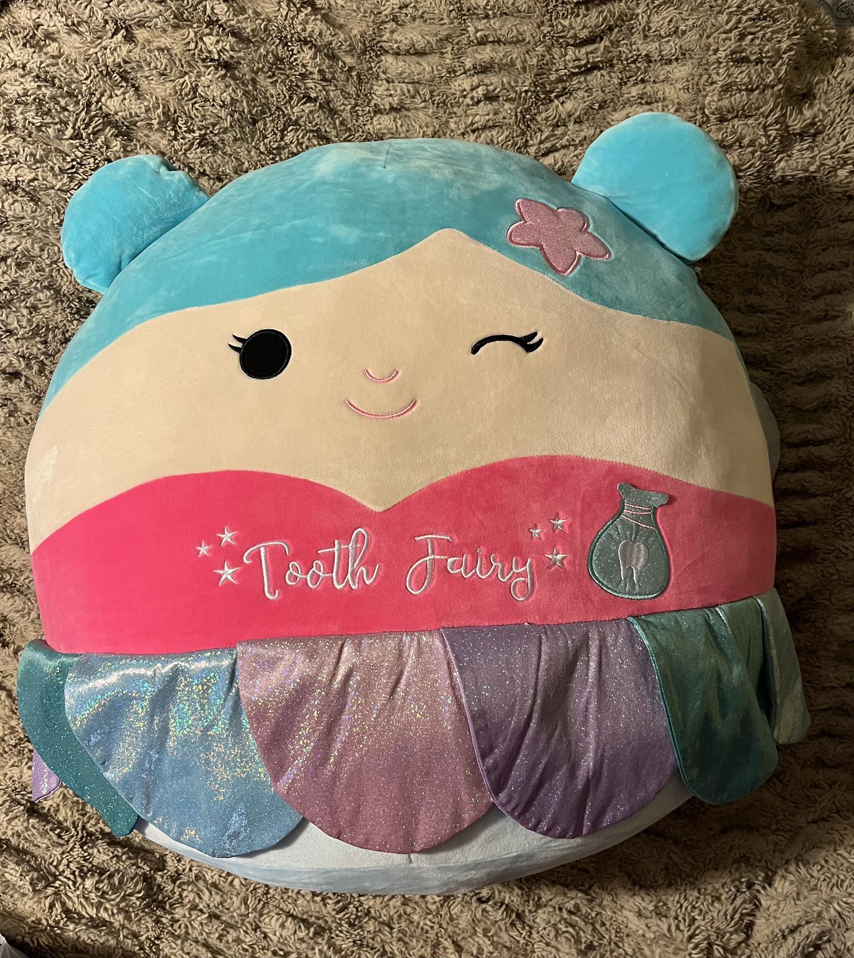 Squishmallow 20" Twyla The Tooth Fairy Plush Giant Large Blue Glitter Pink 
