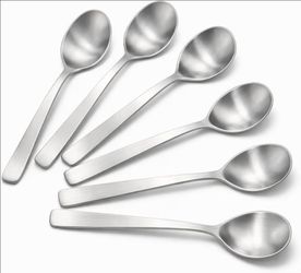 Modern Dining Collection Stainless Steel Teaspoons, 6 Inches, Silver, Modern Style, 6 Piece Set for Coffee Tea Desserts