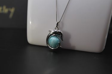 Natural Larimar Dolphin Pendant