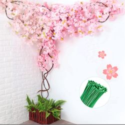 MYOYAY Artificial Cherry Blossom Tree 8.5 FT Tall Champagne Cherry Blossom Vines Tree Arch Pink Fake Sakura Flower Rattans Trees For Office Bedroom Pa