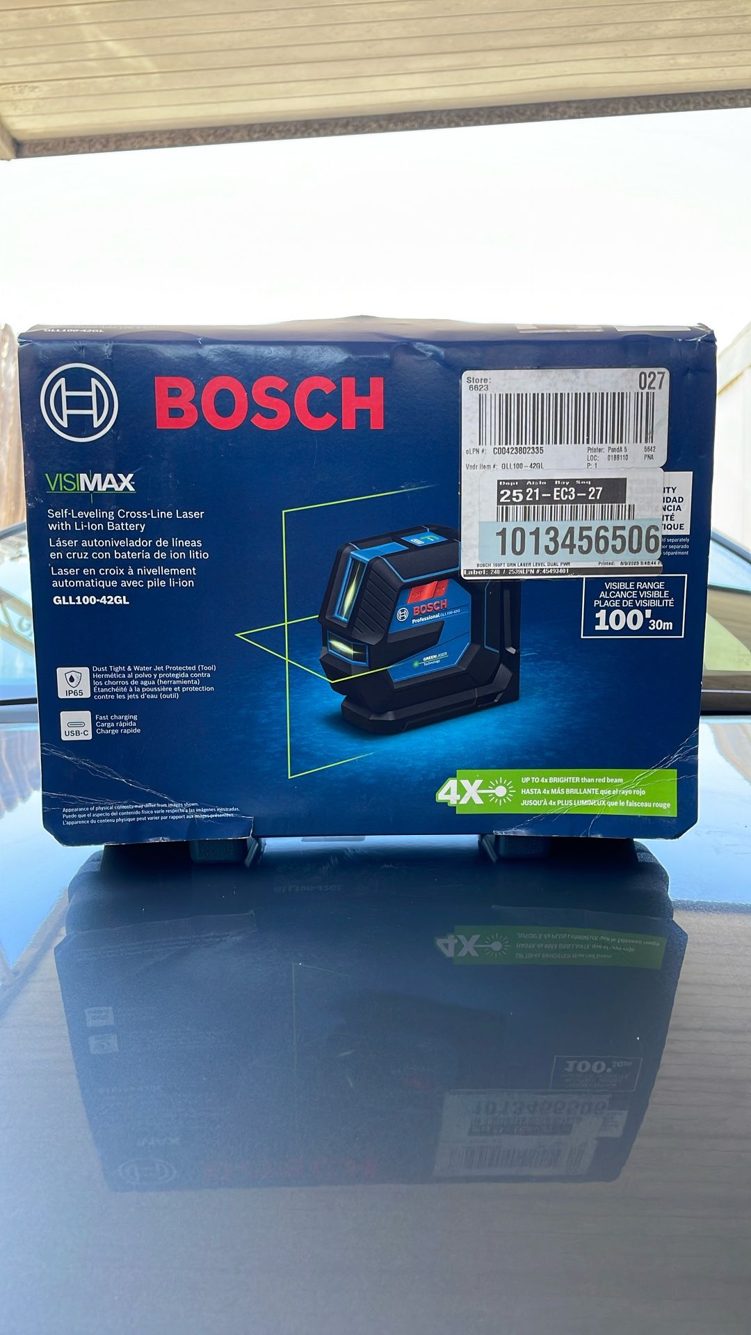 Bosch 100 ft. Green Self Leveling Line Laser Level with Li-lon Battery, Adjustable L-Bracket Mount and Hard Carrying Case