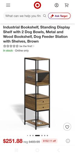 Industrial Metal and Wood Dog Feeder Station with Shelves