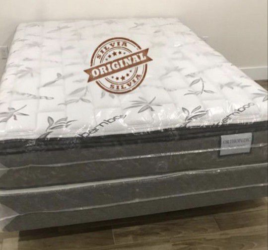 New Queen Size Mattress Pillow Top With Free Box Springs 
