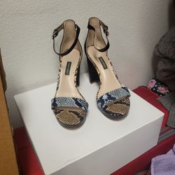 Snakeskin Open Toe Pump