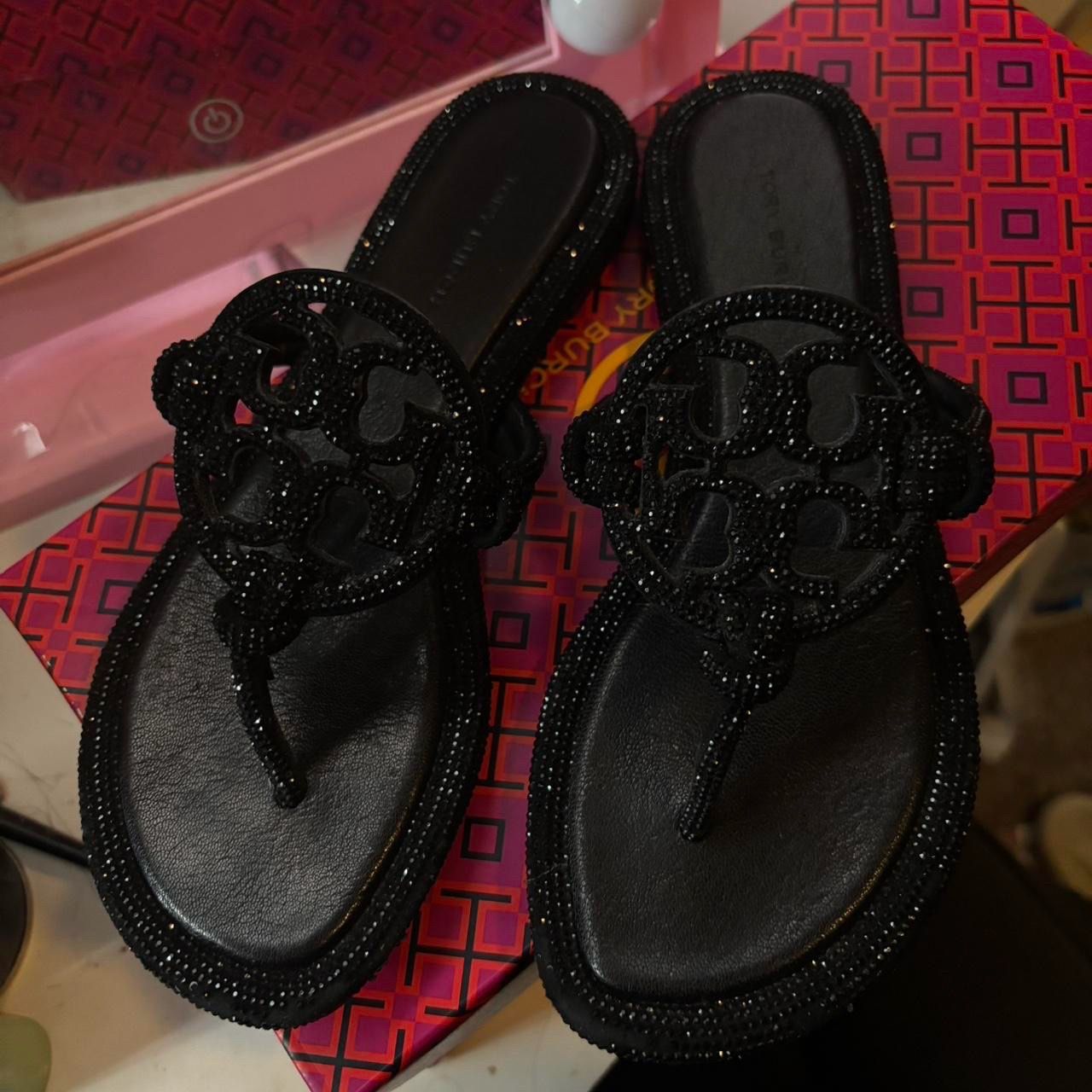 Black Rhinestone Tory Burch Sandals
