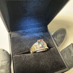 🔥 Elegant Sterling Silver Ring w/ Amethyst & Topaz – Rare Find! 🔥