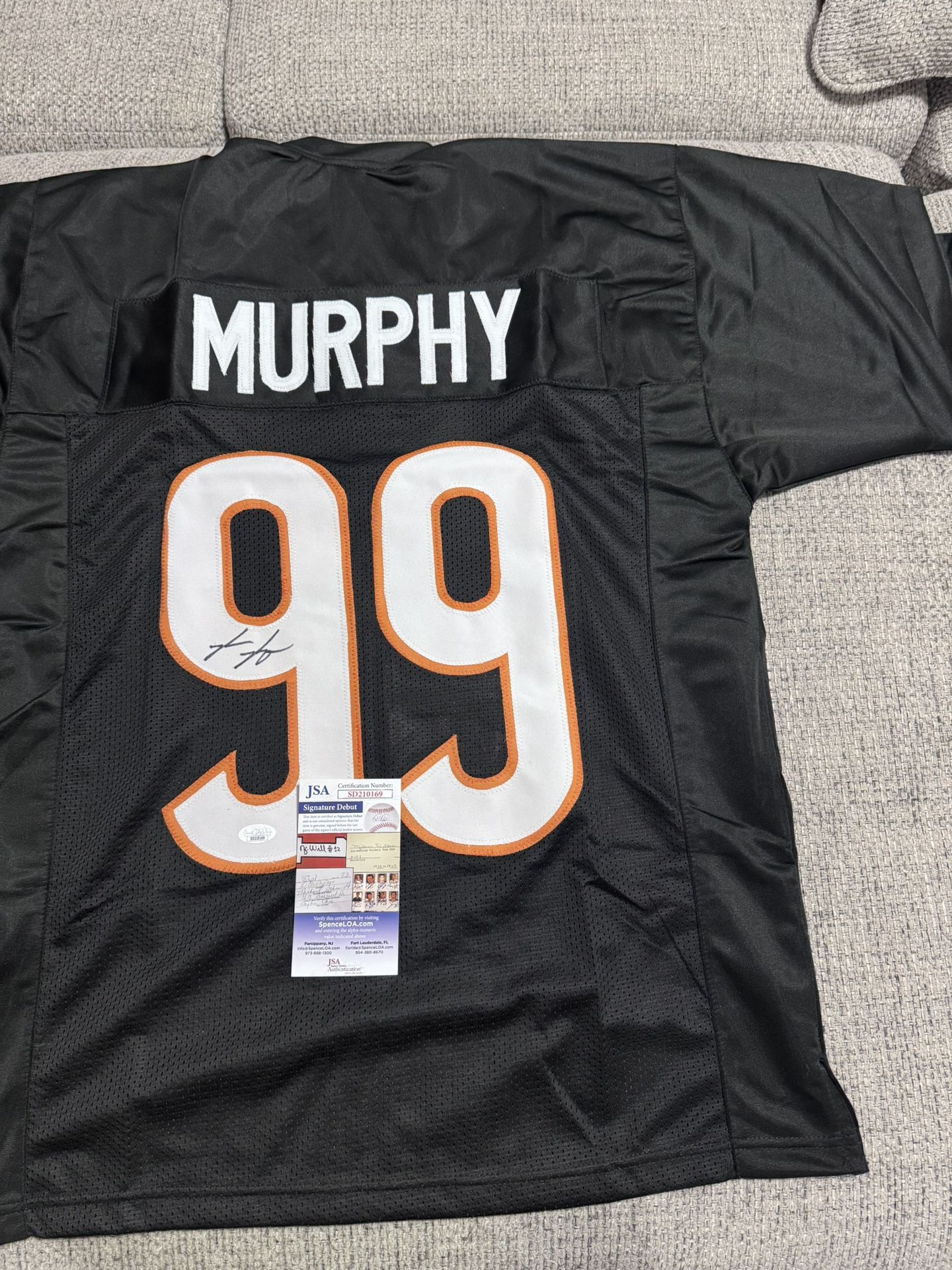 Myles Murphy Autographed/Signed Custom Jersey - JSA COA - Cincinnati Bengals
