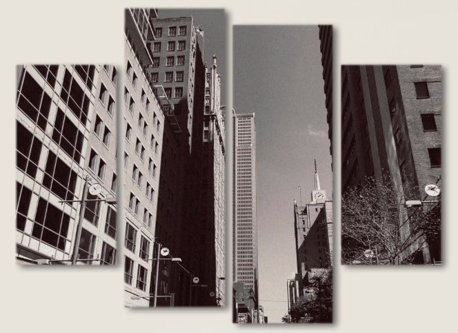 24”x15” - 4 Piece Canvas by Artist/Photographer - “City in B&W” Wall Art - Home Decor