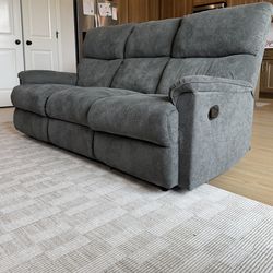 Small Gray Chenille Reclining 3-Seater Sofa Couch