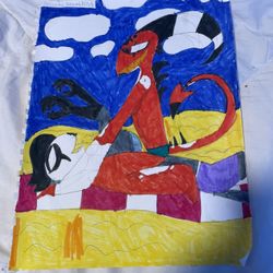 Helluva Boss Hand Drawing Blitzo And Stolas At The Beach