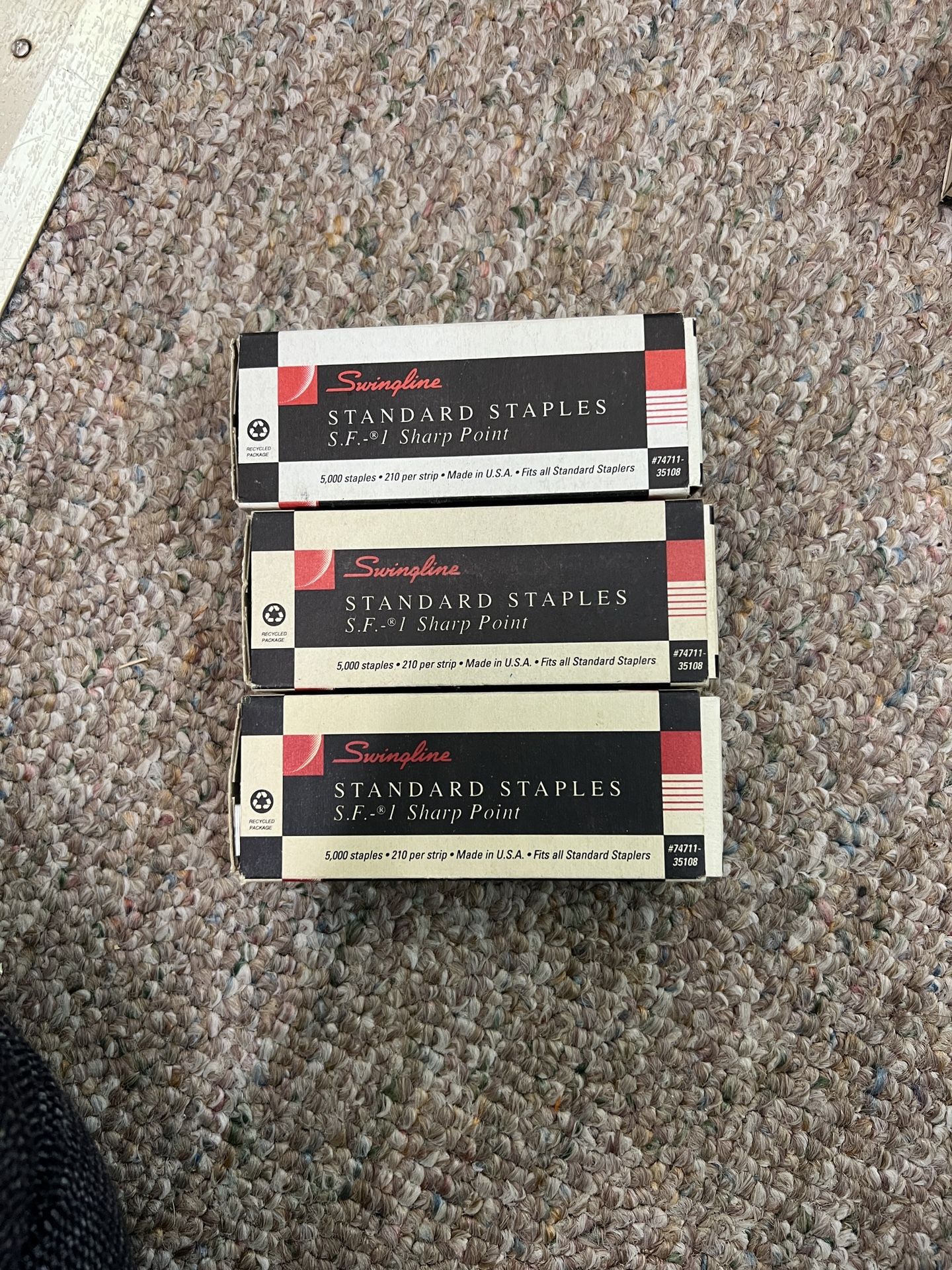 (3 Boxes) Swingline Standard Staples 1/4" Length 210/Strip 5000/Box #74711-35108. One box has some missing see pics
