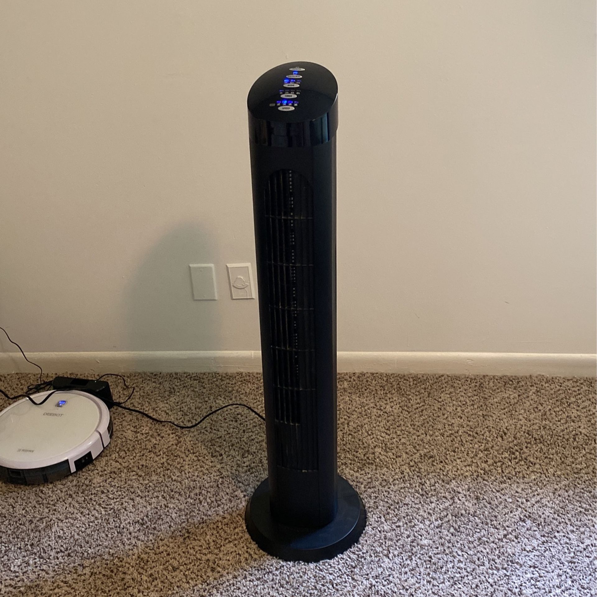 Cascade Portable Electric Oscilating Tower Fan With Nighttime Setting, Timer And Remote Control