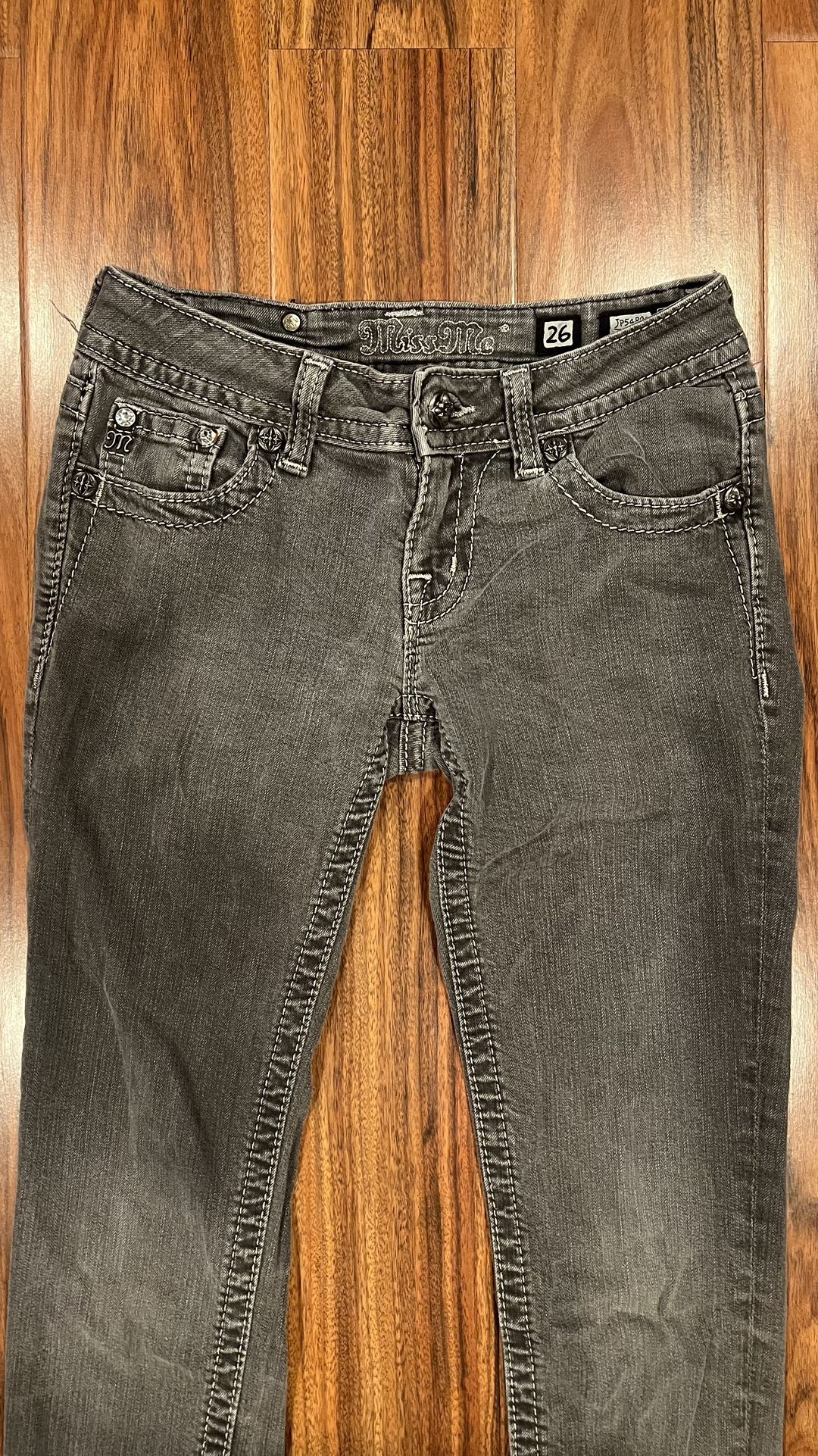 Miss Me Jeans JP5489S Skinny Gray Embellished Denim Womens