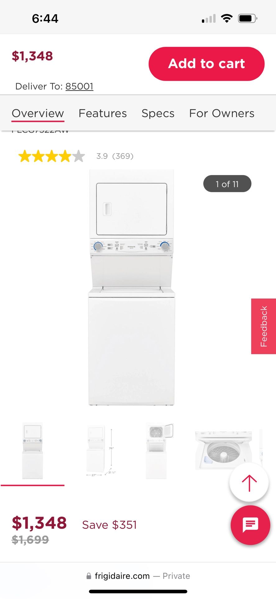 Frigidaire Gas Dryer Stackable Laundry Center Brand New !!!