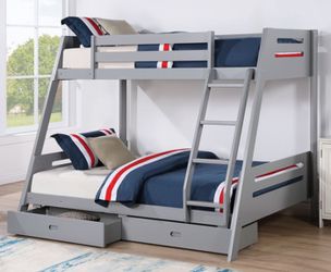 BUNK BED, TWIN OVER FULL KIDS ROOM - [NEW]