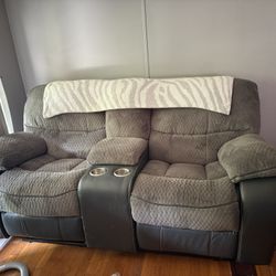 Badcock Gray Couch, Recliner & Loveseat