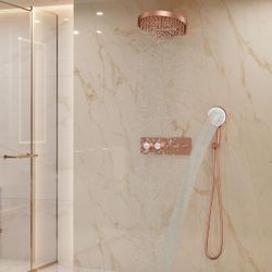 Brand New In Thr Box- CASAINC Shower System Set 16-inch Round Rainfall Waterfall Shower Head with 3 Spary Modes Handheld Shower, Luxury Thermostatic S
