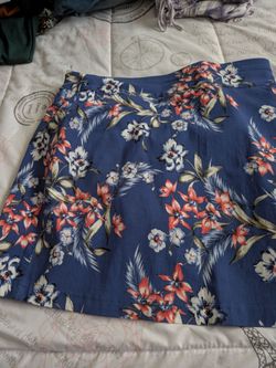 Blue Floral Mini Skirt