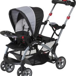 Baby Trend Sit N' Stand Children Kids Lightweight Foldable Portable Dual Front and Back Seat Ultra Stroller with Parent and Child Tray, Phantom