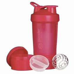 ProStak Shaker Bottle Blender Bottle With Snack Pill Compartment 22oz Pink