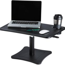 Victor DC240B High Rise Collection Adjustable Laptop Stand/Platform with Storage Cup, Air Hydraulic Lever Easily Raises and Lowers The Platform, Black