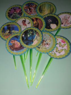 Princess tiana handmade cupcake toppers