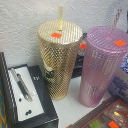 Gold And Pink Starbucks Cups