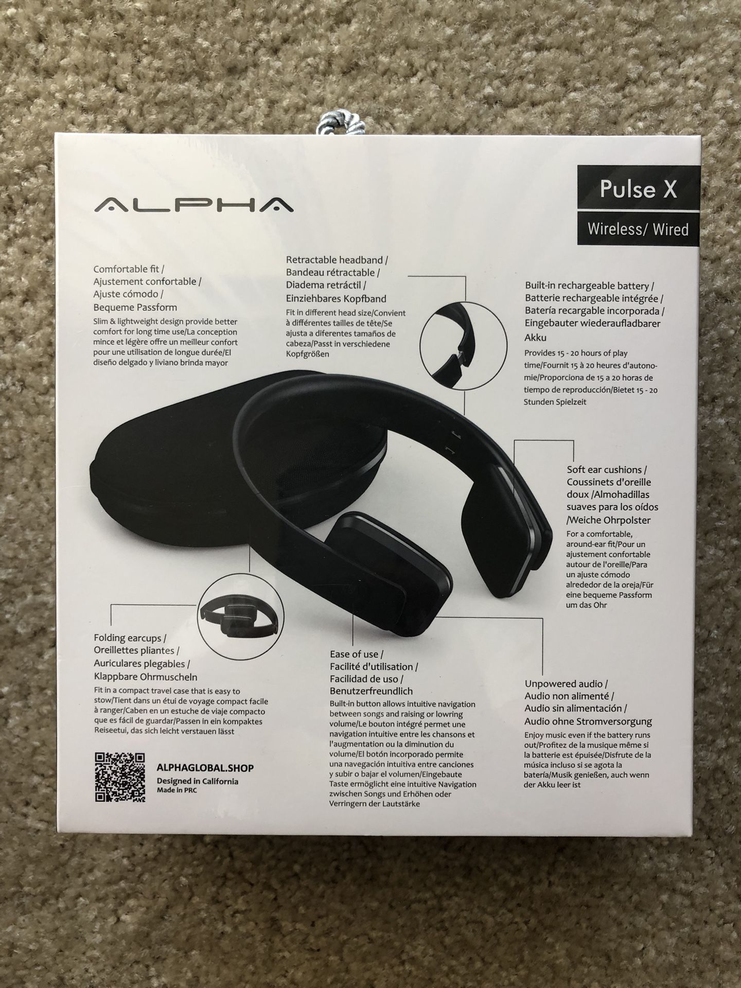 Alpha PulseX Black Headphones- Brand New