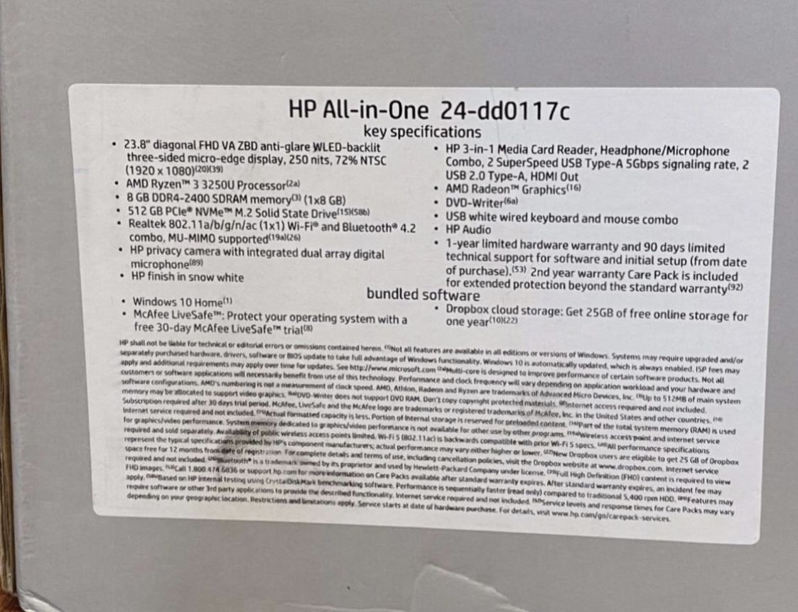 HP 24 ALL IN ONE PC 23.8