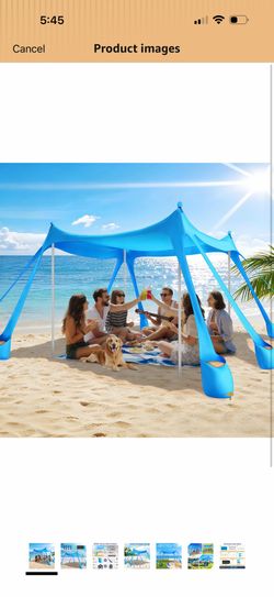 Beach Tent Sun Shelter UPF 50+,10x10 FT Beach Canopy Tent Sun Shade,Pop Up Beach Canopy with 8 Sandbags, Outdoor Beach Shade for Camping Trips, Fishin