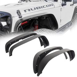 Wrangler JK Steel Fender Flares Front & Rear Flat Fender Mud Guards Compatible with Jeep Wrangler JK 2007-2018