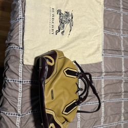 BURBERRY PRORSUM Amber Dark Brown Earlsburn Leather Satchel Bag