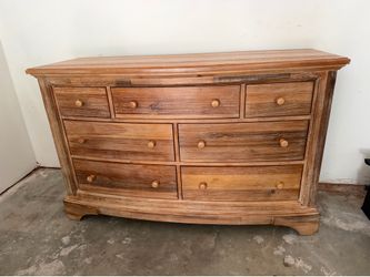Wooden 7-Drawer Bow Front Dresser Natural Rustic