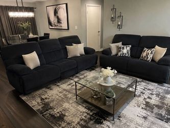 Dark Reclining Sofa and Loveseat Set