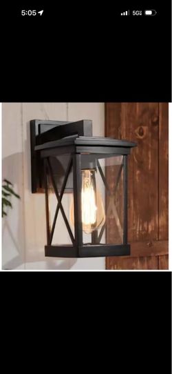 LNC 1-Light  Modern Rectangle Outdoor Wall Lantern Sconce w/Clear Glass, Black