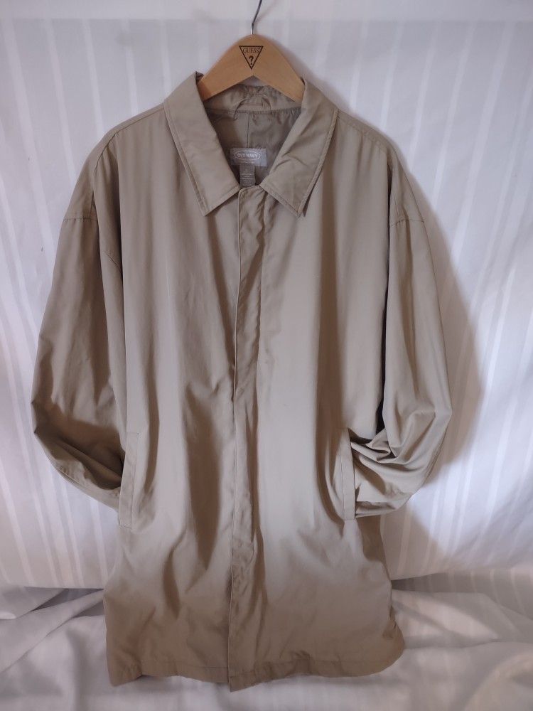 2002 Old Navy Putty Colored Men's Trench Coat / Raincoat See Description 