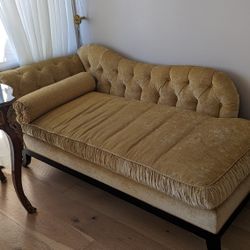 Vintage Tufted Chaise Lounge Sofa 