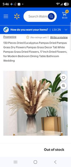 Pampas Grass Decor 110 pcs 17.5inch Natural Dried Pampas Grass, Fluffy Dried Flowers for Home Decor Wedding Boho Decor.