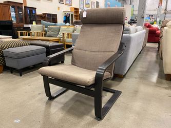 IKEA Poang Stress Free Chair in Black Wooden Base with Greige Cusion