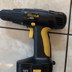 Tradespro 18-volt Cordless Drill with battery and charger open box. 
