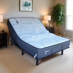 Newer Queen Sealy Sleepy's Mattress with Adjustable Bed Frame